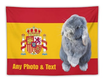 Custom Photo Tapestry, Personalized Spain Flag Decor, Pet Memorial Banner, College Dorm Decor, Gifts
