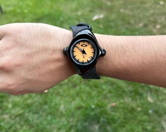 Vintage Oakley Crush Military Watch — Black Strap With Yellow Dial
