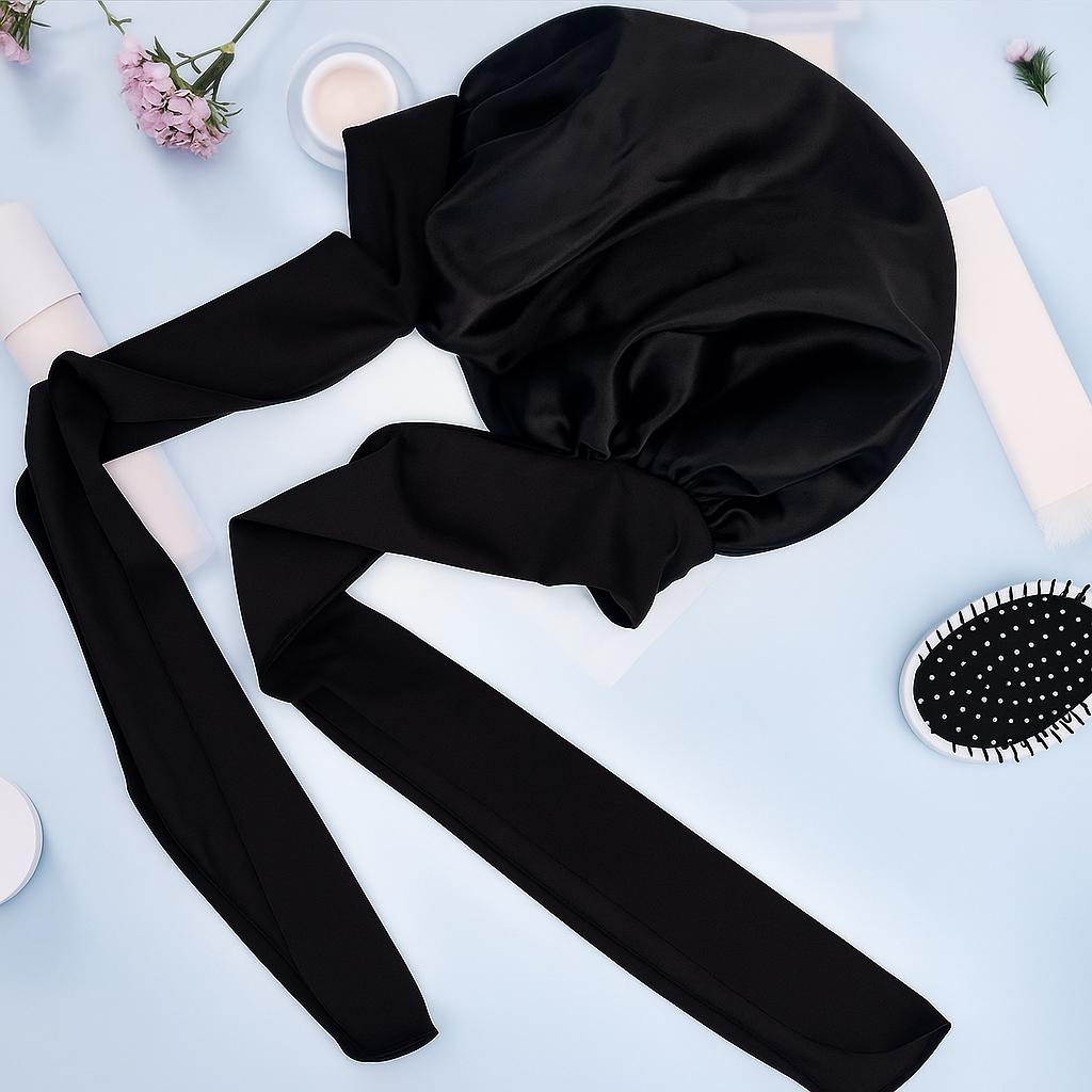 12 Satin-Schlafhauben Für Damen – Extra Groß, Für Lockiges Haar & Zöpfe, Mit Breitem Band