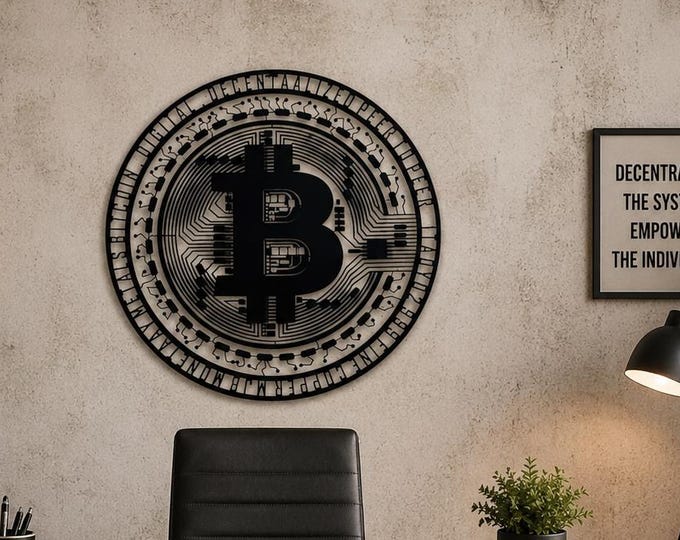 Bitcoin Metal Wall Art, Crypto Wall Decor, Bitcoin Wall Hanging, Cryptocurrency Decor, Blockchain Wall Art, Modern Office Decor,