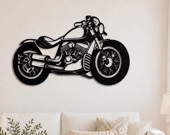 Motorcycle Metal Wall Art, Chopper Wall Decor, Custom Bike Wall Hanging, Biker Garage Decor, Man Cave Metal Sign, Motorcycle Lover Gift