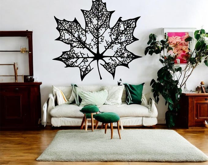 Black Steel Maple Leaf Wall Art | Botanical Silhouette Decor