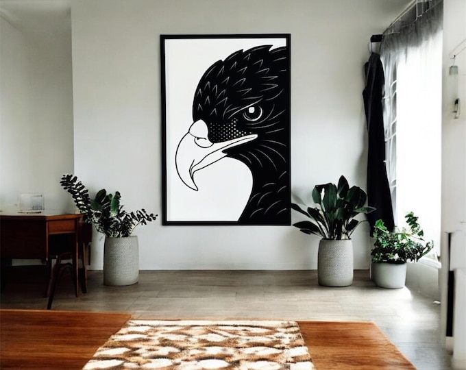Black Steel Eagle Head Wall Art | Minimalist Wildlife Decor