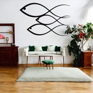 Modern Fish Metal Wall Art | Minimalist Ocean Inspired Wall Décor | Black Steel Sea Life Silhouette for Living Room, Bedroom, or Office