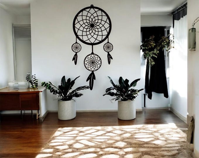 Black Steel Dreamcatcher Wall Art | Boho Home Decor