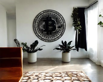 Arte mural de metal Bitcoin / Decoración de acero cripto