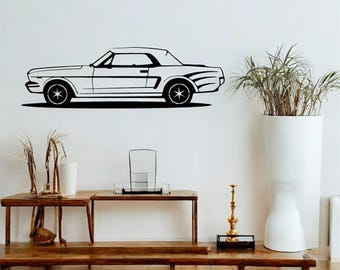 Cuadro de pared de metal negro Mustang vintage / Decoración retro para garaje