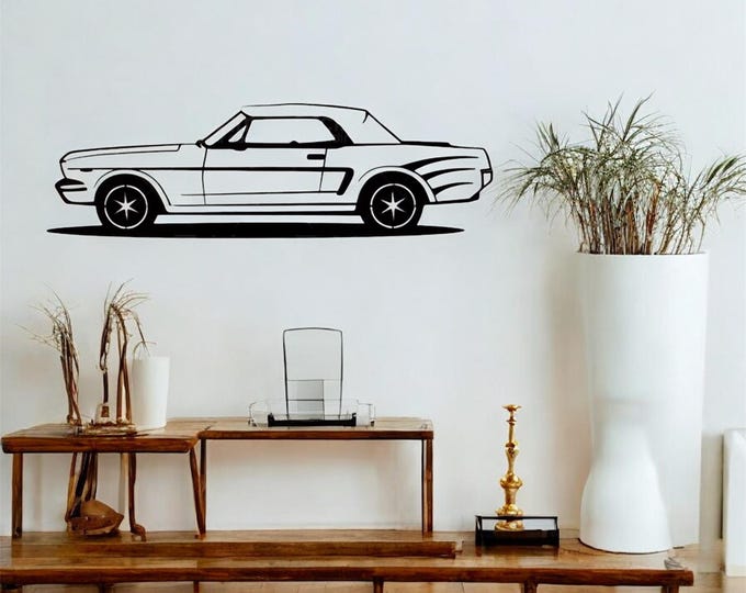 Vintage Mustang Black Steel Metal Wall Art | Retro Garage Decor
