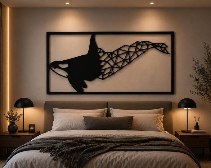 Orca Metal Wall Art, Killer Whale Wall Decor, Ocean Animal Wall Art, Nautical Home Decor, Coastal Wall Hanging, Marine Life Decor, Office