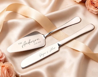 Personalized Wedding Cake Cutting Set, Custom Wedding Cake Spatula, Bridal Shower Gift, Wedding Gifts