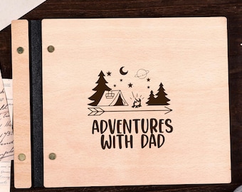 Álbum de Fotos Personalizado para Recordar - Capa de Madeira Artesanal, Presente Personalizado para o Pai, Álbum de Recortes Pai e Filha, Álbum de Fotos para Homens