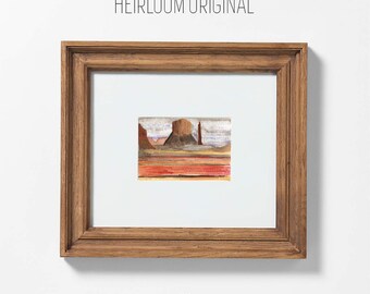 Original Watercolor Landscape Painting: "Monoliths in the Dust" Art, Certified