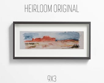 Original Watercolor Landscape Painting: "Canyon lands Panorama" Art, Certified