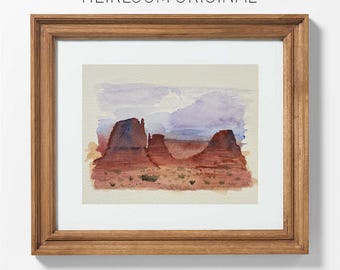 Original Watercolor Landscape Painting: "Southwest Solitude" Art, Certificate Included