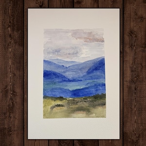 Original Watercolor Landscape Painting: Quiet Valleys Art, Certificate Included