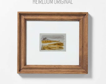 Original Watercolor Landscape Painting: "Golden Horizon" Art, Certified