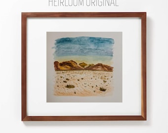 Original Watercolor Landscape Painting: "Sunrise Over the Dunes" Art, Certified