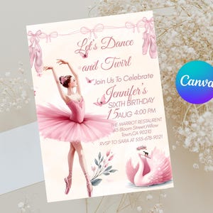 ballet birthday invite, ballet invite, ballet party invite, ballet birthday, ballerina invitation, ballet birthday card, invite birthday