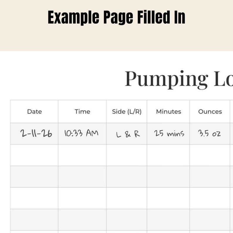 Pumping Log Printable | Breastfeeding Tracker (US Letter & A4) (PDF ...