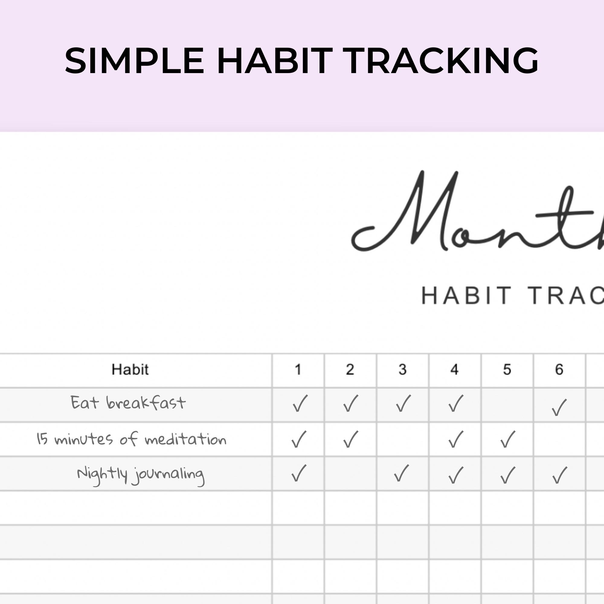 Monthly Habit Tracker Printable – Minimalist Undated Log (digital ...
