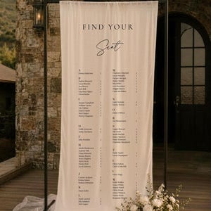 Personalized Linen Wedding Seating Chart, Custom Ceremony Decor, Fabric Sign