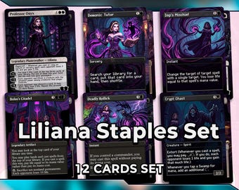 Liliana Black Staples Set/ Pixel Art 12 card set for EDH commander