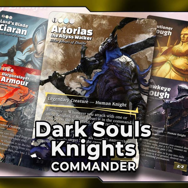 Rycerze Artorias plemienni / Talia dowódców Dark Souls / Talia proxy z papieru premium / 100 kart + żetony / Bracket 3 Rycerz templariuszy Edh Magic