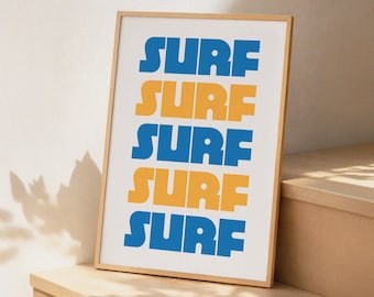 Classic Retro Surf Poster | Surf wall art | Art print | Retro surf typography | Coastal decor | Retro inspired art