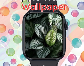トロピカルなカラテアの葉のApple Watch壁紙：ボタニカルデジタルアート