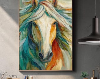 カラフルな馬の肖像画の抽象画 - デジタルダウンロード - Etsy 日本