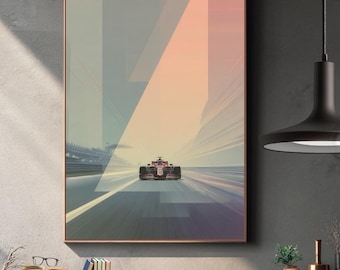 Arte mural de carreras de F1, impresión digital de Fórmula 1, póster de coche de carreras, decoración moderna para salas deportivas, arte de velocidad imprimible