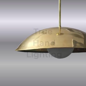 Raw Brass Pendant Light - Mid Century Modern Kitchen Lighting