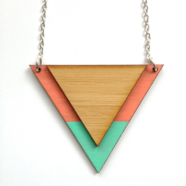 Pastell Dreieck Anh&auml;nger Lasercut Bambus Holz