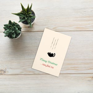 Black cat Merry Christmas postcard