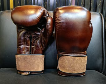 ヴィンテージレザーボクシンググローブ - ブラウン - Etsy 日本