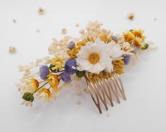 Zachte lente bruidshaarkam, madeliefjes haaraccessoire, aanstaande bruid, bruidsmeisjes, bloemenhaarstuk