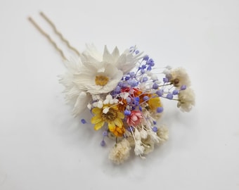 Pastellblumenhaarnadel für Hochzeiten, getrocknete Blumenzusatz für Brautfrisuren
