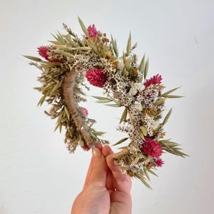 Bloemenkrans voor bruiloften, bloemenhoofdband voor de eerste communie, kleurrijke roze bloemenkroon