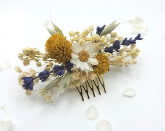 Daisy Wedding Hair Comb, Hair Accessory for Brides with Lavender and Wildflowers