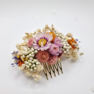 Haarkam met madeliefjes en gipskruid, gele gedroogde bloemen, bruidsbloemenhoofdtooi, trouwaccessoires Big Comb
