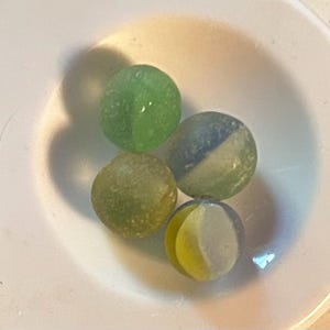 Rare Mini Sea Marble Bundle 4 Piece, Beach Comber&#39;s Treasure, Coastal Decor, Nova Scotia, Collectible Sea Glass, Beach Finds