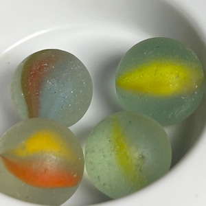 Sea Glass Marble Bundle 4 Piece Green, Beach Comber&#39;s Treasure, Coastal Decor, Nova Scotia, Collectible Sea Glass, Beach Finds