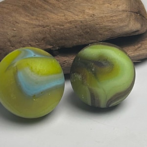 Sea Glass Marble Pair 2 Piece Green, Beach Comber&#39;s Treasure, Coastal Decor, Nova Scotia, Collectible Sea Glass, Beach Finds