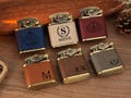 Engraved Leather Lighter for Men, Personalized Groomsmen Gifts, Vintage Style, Unique Anniversary Birthday Present, Father\u2019s Day Gift product logo