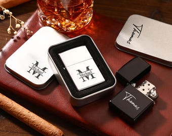 Custom Lighter With Case,Groomsmen Gift Personalized Lighter,Monogram Lighter,Groomsmen Proposal,Groom Gift,Gift for Men,Anniversary Gift