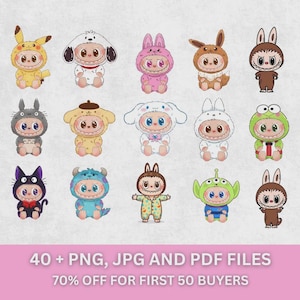 40 Labubu Design Bundle | Labubu Png Bundle | Labubu Dxf Eps Bundle | Labubu Clipart | 50 Cute Labubu Cartoon Instant Digital Download