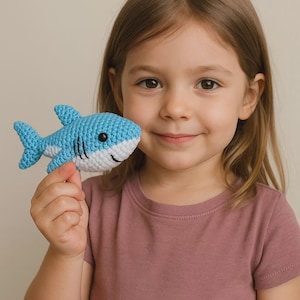 Baby Shark Amigurumi Crochet Pattern PDF – Small Plush Toy Tutorial – Beginner Friendly Stuffed Animal Pattern – Ocean Nursery Decor