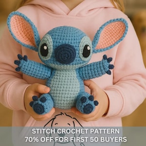 Cute Disney Lilo Stitch Crochet Pattern, Easy Knit Amigurumi PDF Download