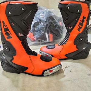 KTM Motorcycle Motorbike Racing Leather Boots Biker Shoes