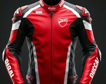 Rood zwart-wit op Ducati MotoGP geïnspireerd leren motorracen
